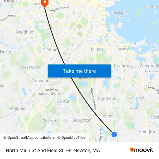 North Main St And Field St to Newton, MA map