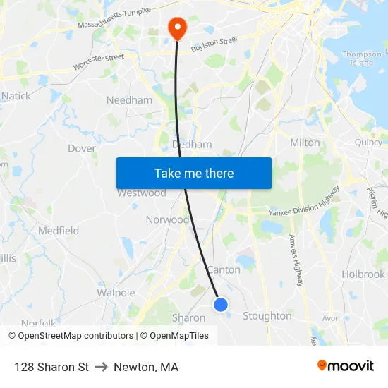 128 Sharon St to Newton, MA map