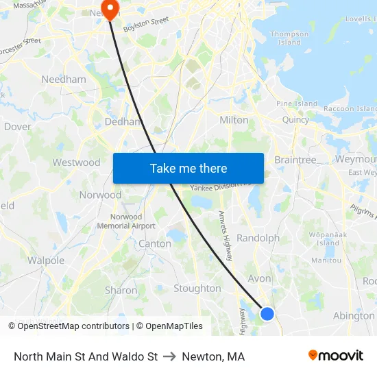 North Main St And Waldo St to Newton, MA map