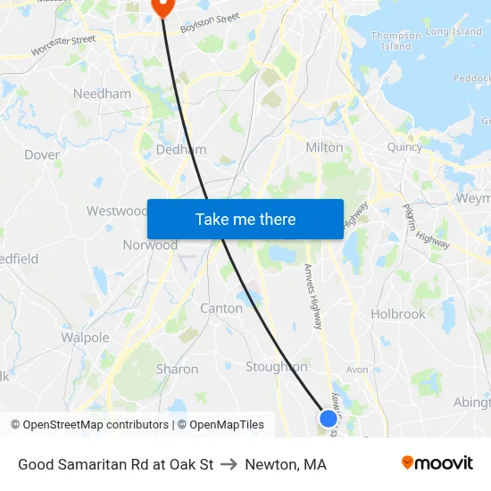 Good Samaritan Rd at Oak St to Newton, MA map