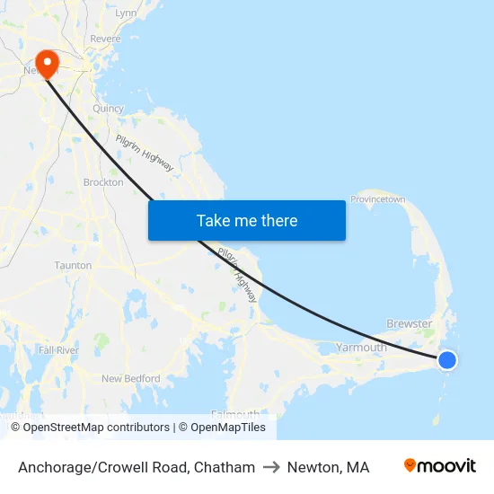Anchorage/Crowell Road, Chatham to Newton, MA map