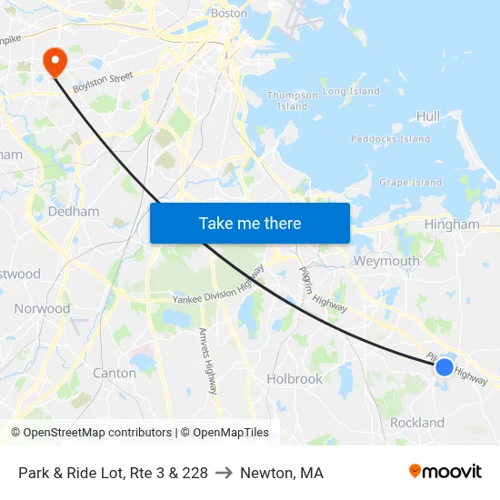 Park & Ride Lot, Rte 3 & 228 to Newton, MA map