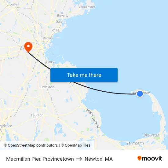 Macmillan Pier, Provincetown to Newton, MA map