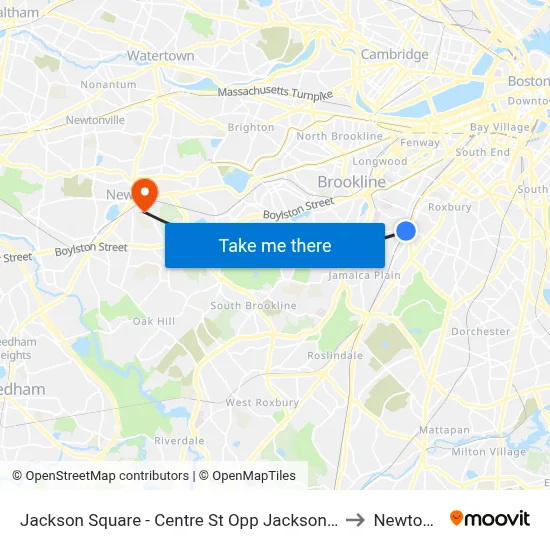 Jackson Square - Centre St Opp Jackson Square Busway to Newton, MA map