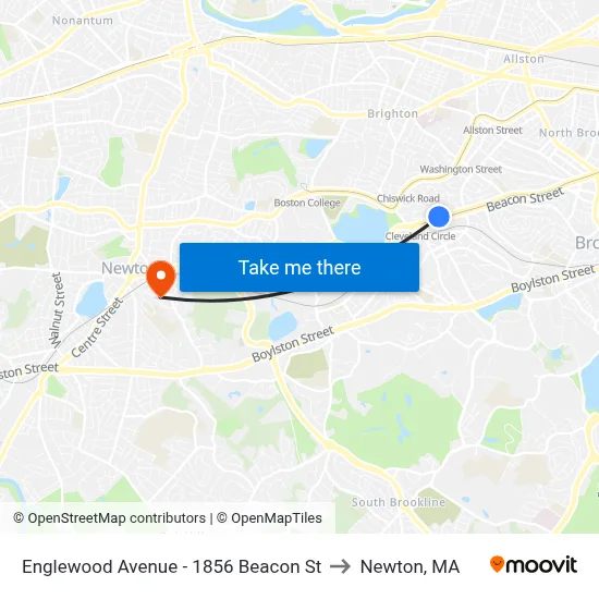 Englewood Avenue - 1856 Beacon St to Newton, MA map