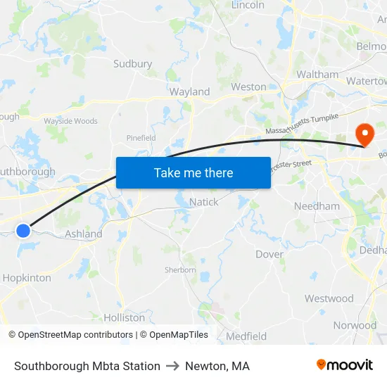 Southborough Mbta Station to Newton, MA map