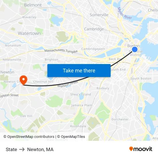 State to Newton, MA map