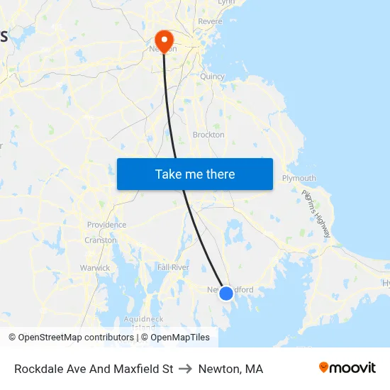 Rockdale Ave And Maxfield St to Newton, MA map