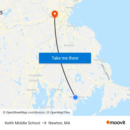 Keith Middle School to Newton, MA map
