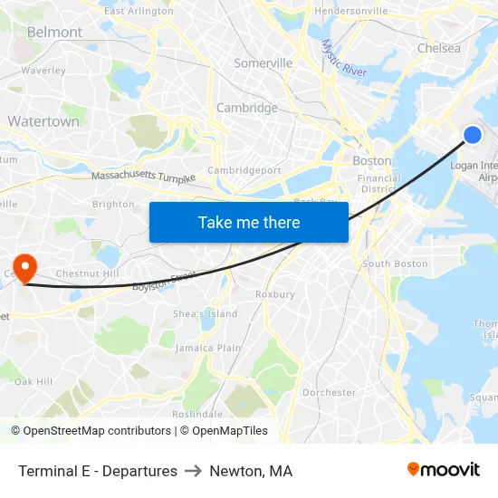 Terminal E - Departures to Newton, MA map