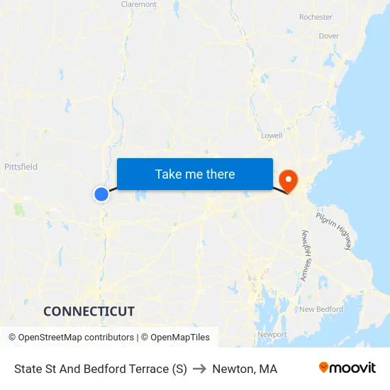 State St And Bedford Terrace (S) to Newton, MA map