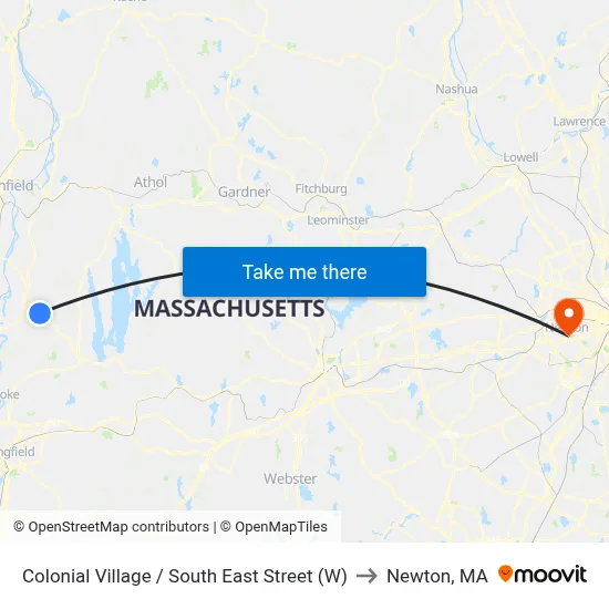Colonial Village / South East Street (W) to Newton, MA map