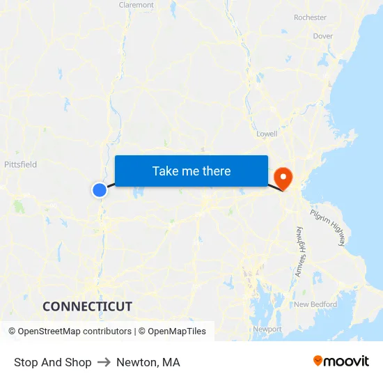 Stop And Shop to Newton, MA map