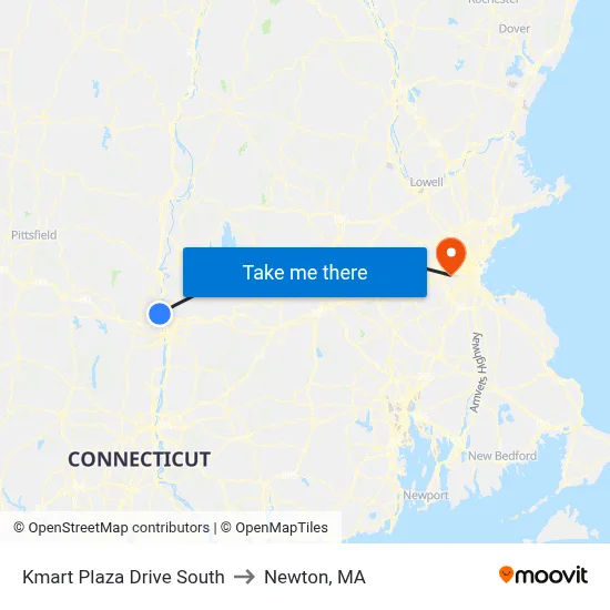 Kmart Plaza Drive South to Newton, MA map