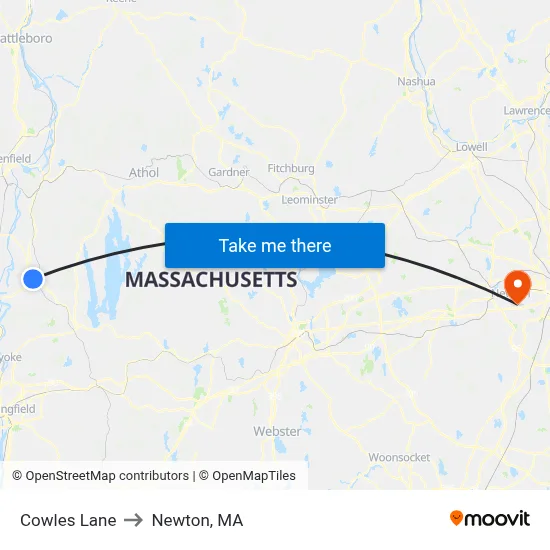Cowles Lane to Newton, MA map