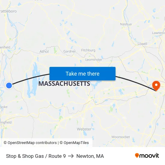 Stop & Shop Gas / Route 9 to Newton, MA map