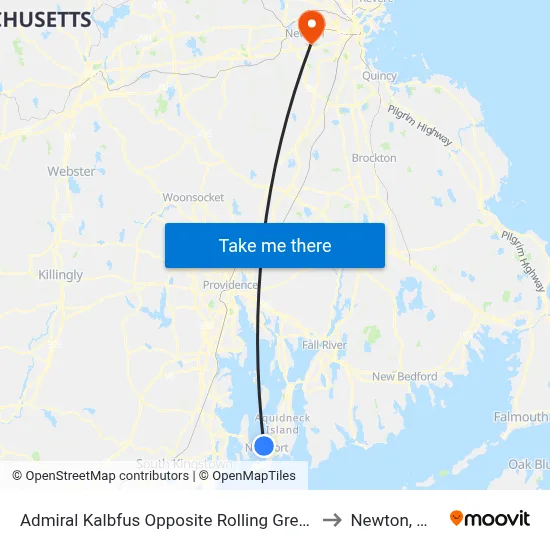 Admiral Kalbfus Opposite Rolling Green to Newton, MA map