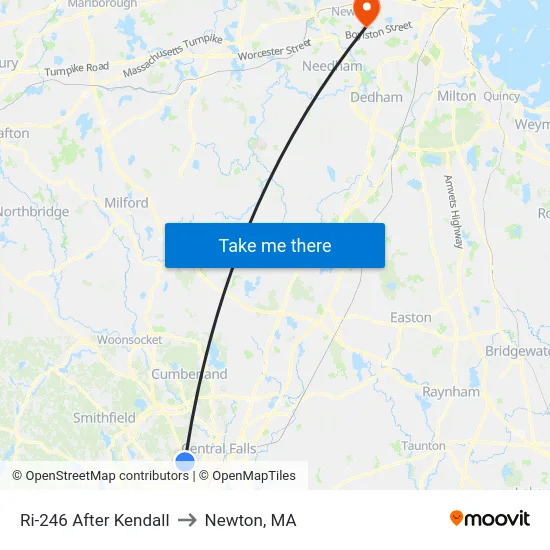 Ri-246 After Kendall to Newton, MA map
