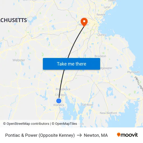 Pontiac & Power (Opposite Kenney) to Newton, MA map