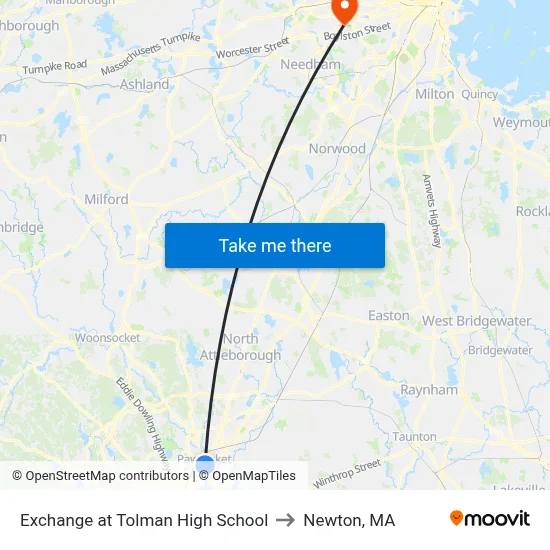 Exchange at Tolman High School to Newton, MA map