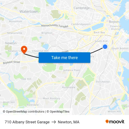 710 Albany Street Garage to Newton, MA map