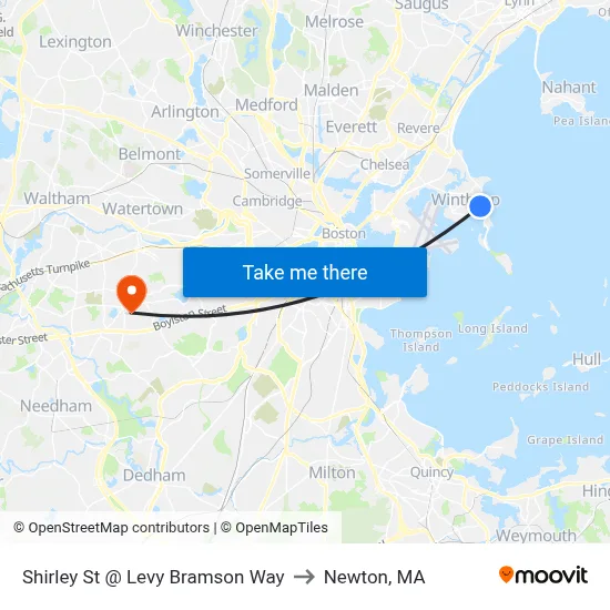 Shirley St @ Levy Bramson Way to Newton, MA map