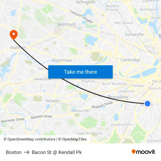 Boston to Bacon St @ Kendall Pk map