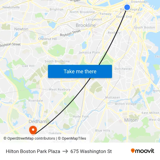Hilton Boston Park Plaza to 675 Washington St map