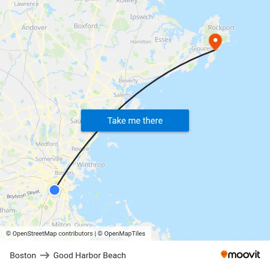 Boston to Good Harbor Beach map