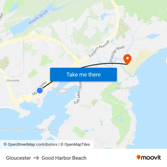 Gloucester to Good Harbor Beach map