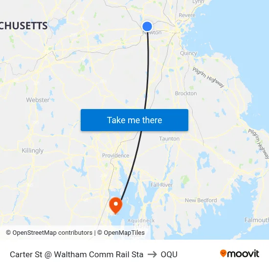 Carter St @ Waltham Comm Rail Sta to OQU map
