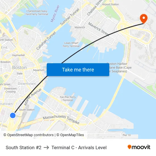 South Station #2 to Terminal C - Arrivals Level map