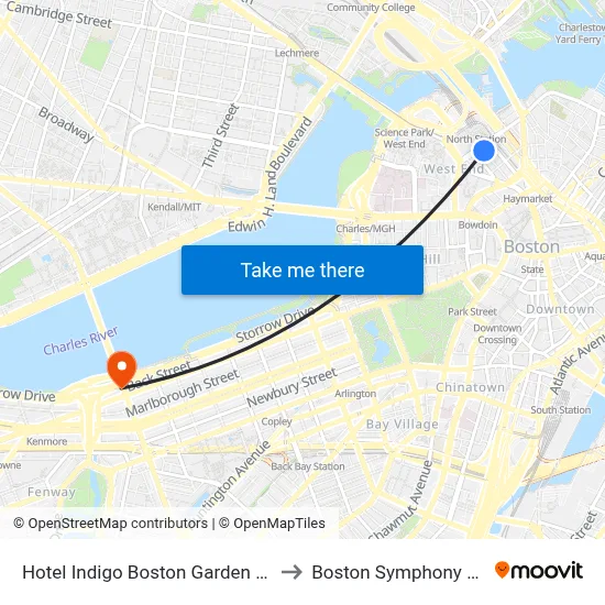 Hotel Indigo Boston Garden an IHG Hotel to Boston Symphony Orchestra map