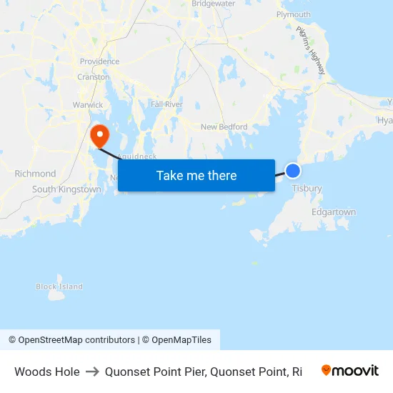 Woods Hole to Quonset Point Pier, Quonset Point, Ri map