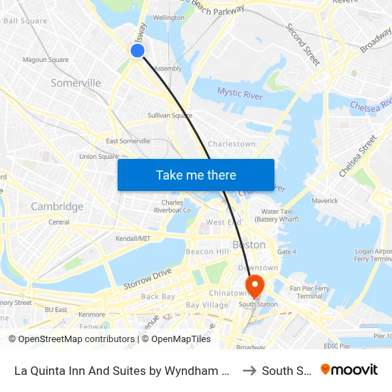 La Quinta Inn And Suites by Wyndham Boston Somerville to South Station map