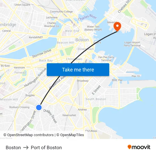 Boston to Port of Boston map
