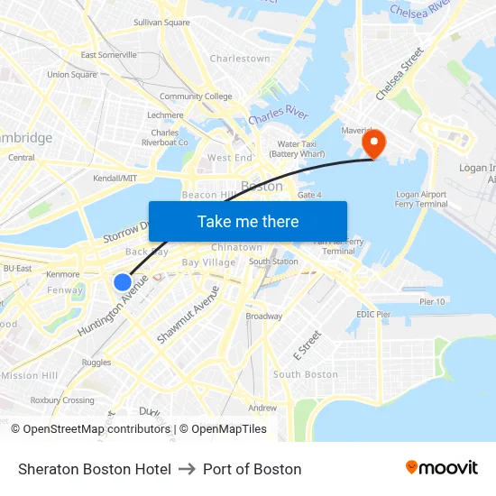 Sheraton Boston Hotel to Port of Boston map