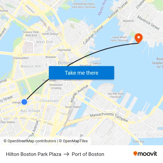 Hilton Boston Park Plaza to Port of Boston map