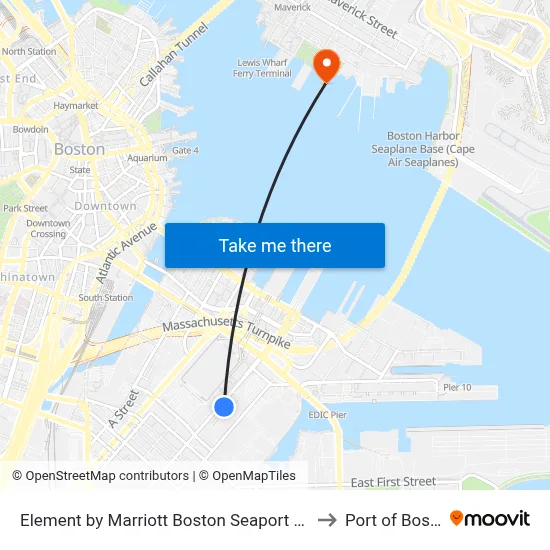 Element by Marriott Boston Seaport District to Port of Boston map