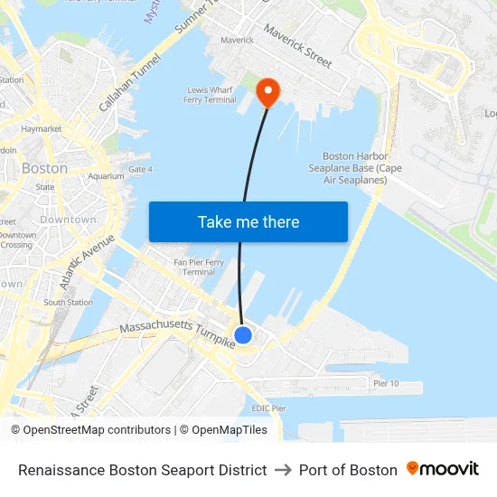 Renaissance Boston Seaport District to Port of Boston map