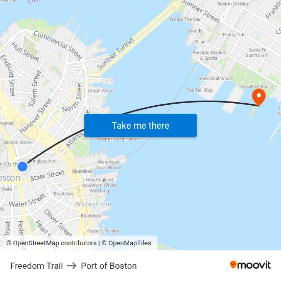 Freedom Trail to Port of Boston map