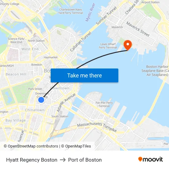 Hyatt Regency Boston to Port of Boston map