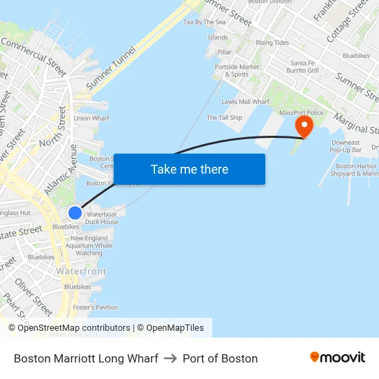 Boston Marriott Long Wharf to Port of Boston map