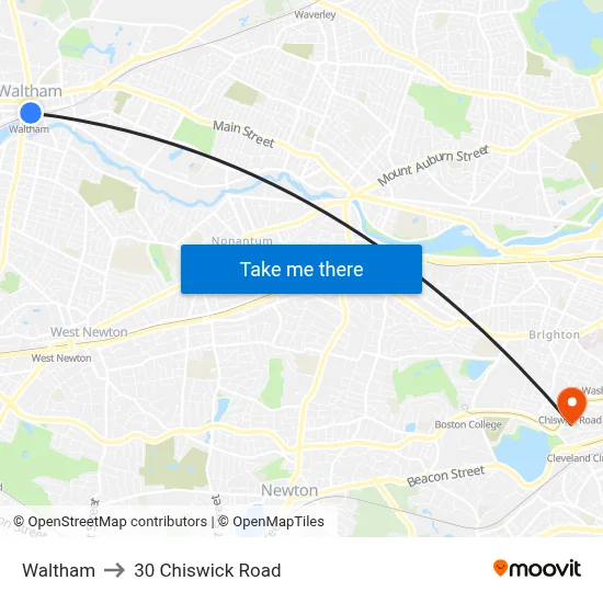 Waltham to 30 Chiswick Road map