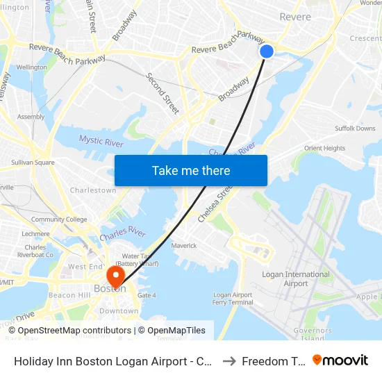 Holiday Inn Boston Logan Airport - Chelsea to Freedom Trail map