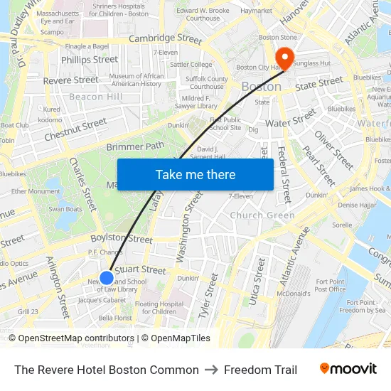 The Revere Hotel Boston Common to Freedom Trail map