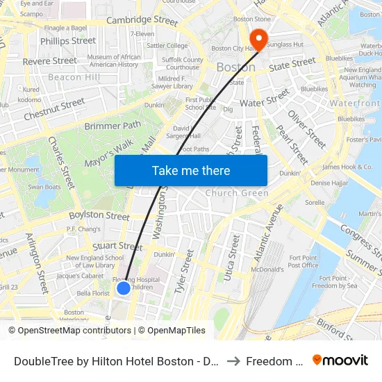 DoubleTree by Hilton Hotel Boston - Downtown to Freedom Trail map