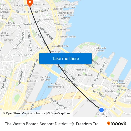 The Westin Boston Seaport District to Freedom Trail map