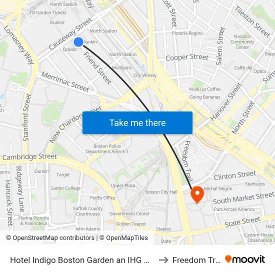 Hotel Indigo Boston Garden an IHG Hotel to Freedom Trail map