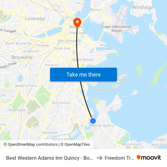 Best Western Adams Inn Quincy - Boston to Freedom Trail map